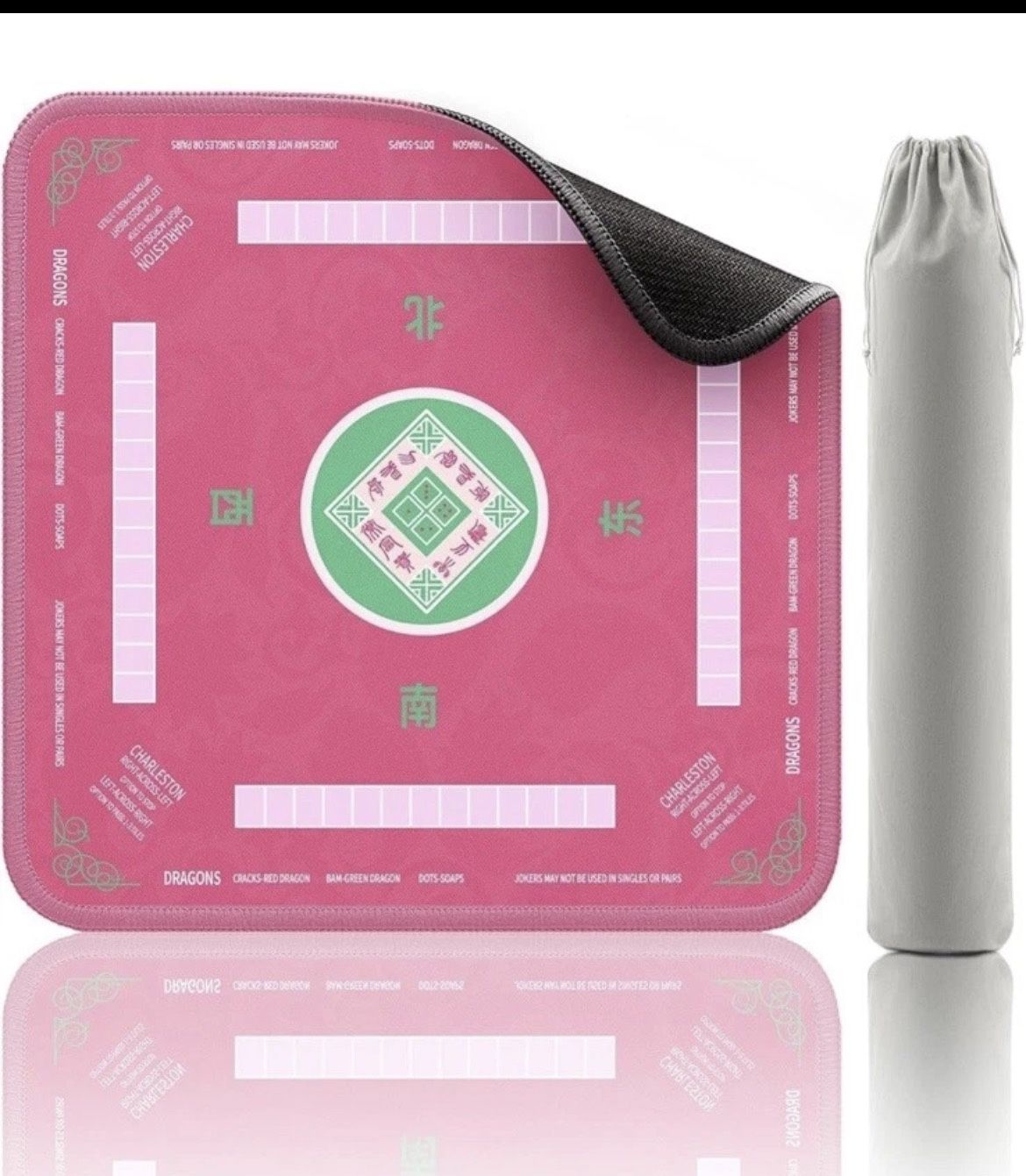 Mahjong Mat, Pink Noise Reduction Non-Slip Mahjong Mat for Table, 32.4 * 32.4 Inch