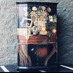 Unique, One Of A Kind, Customized Decoupage Vintage Cabinet. Great Conversation Piece.