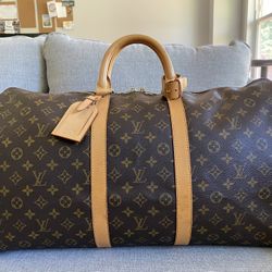 Louis Vuitton Keepall 55 Brown Monogram Canvas Duffle Travel Bag