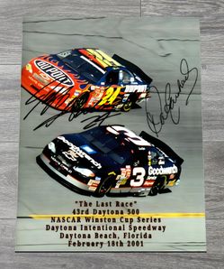 New NASCAR Jeff Gordon & Dale Earnhardts Last Race 2001 Daytona 500 Professional Glossy Hi-Res 8x10 Photo *Signatures are Printed