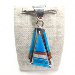 Sterling Silver Navajo Inlaid Triangle Pendant Only 