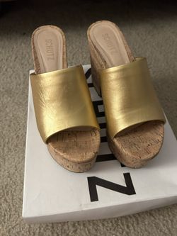Schutz Dalle Cutout Metallic Leather Sandal 