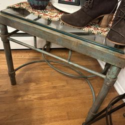 Glass and Metal End Table