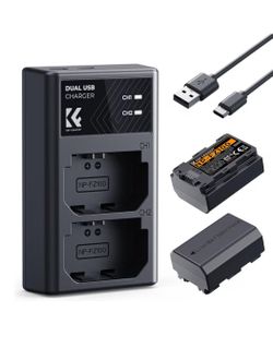 2 Pack NP-FZ100 2280mAH Battery and Dual Slot Charger Set for Sony A7iii, A7iv, A7C, A6700, A6600, ZV-E1, ZV-E10ii, FX3, FX30, A9, Alpha 9, Alpha 9S, 