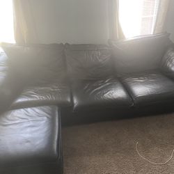 Black Leather Sofa 