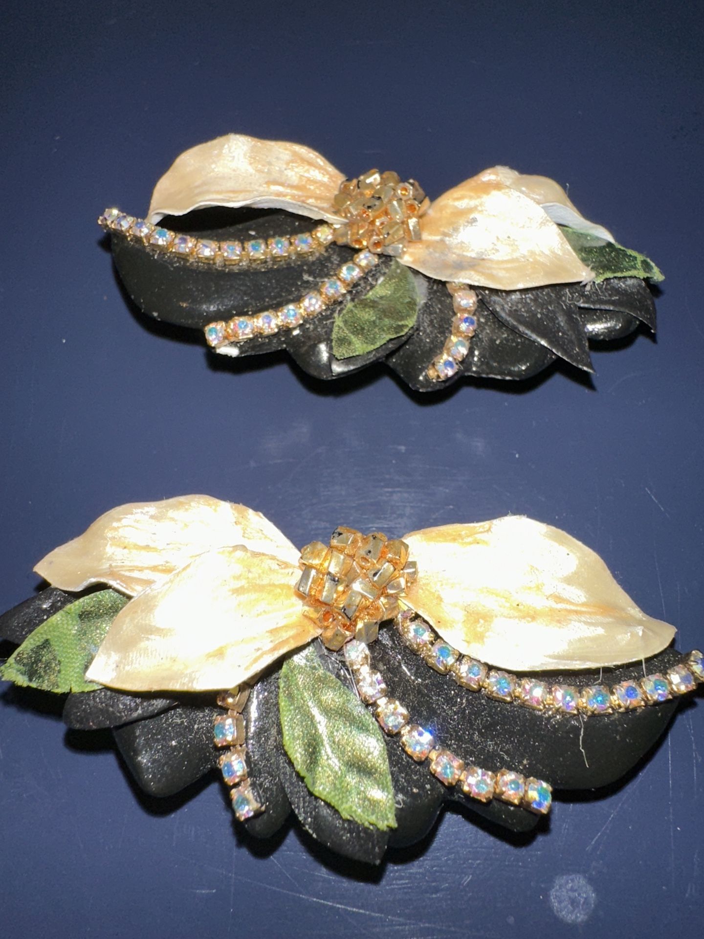 Vintage ELAFCO Magnetic Earrings – 1950s Floral Rhinestone Design
