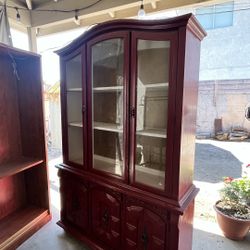 red drawer with doors and cabinets 