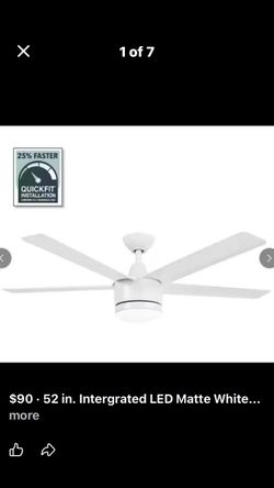 52 in. Intergrated LED Matte White Ceiling Fan