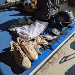 Baseball Gear Bag, Batting Gloves Belts Adidas Cleats Pant (Size Small)