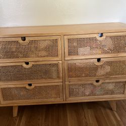 Urban Outfitters Marte Minimal 6-Drawer Dresser – Cane / Rattan
