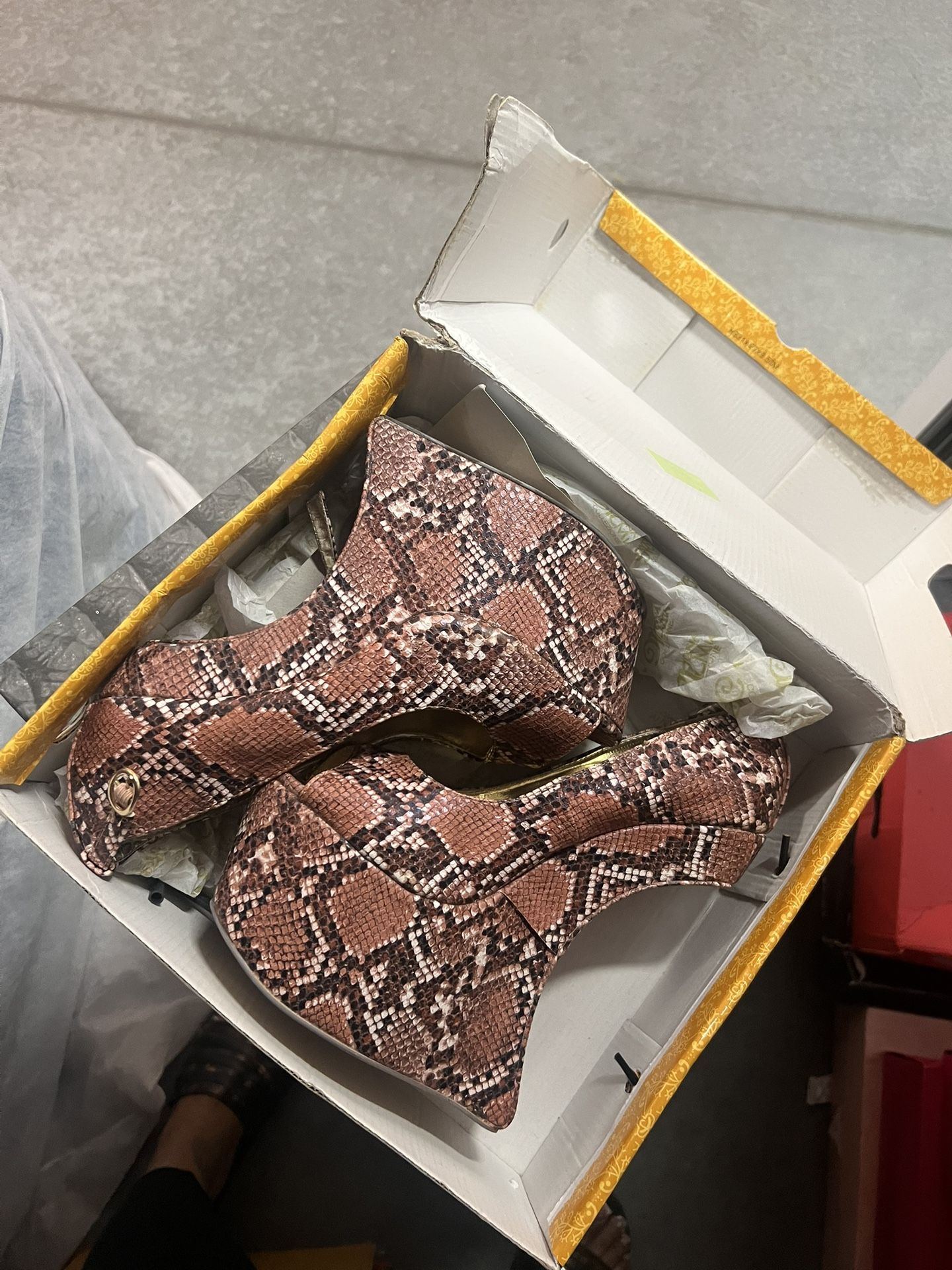 Heeless Wedge Snakeskin Heel