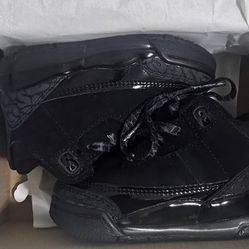 Jordan 3 Retro (TD) Black/Dark Charcoal, Size 4C