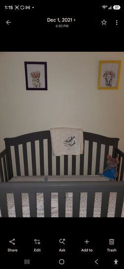Grey convertible crib