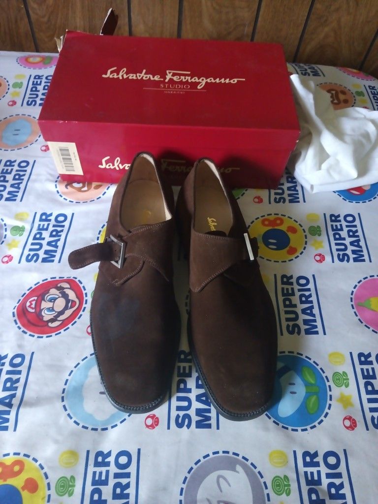 Men's Salvatore Ferragamo Montreal Castro Vuc Suede Cal  Shoes 9 1/2 D