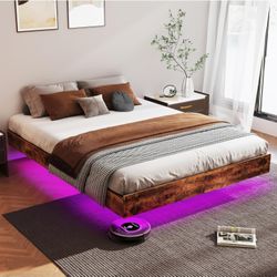 Full platform bed frame with led under glow lighting