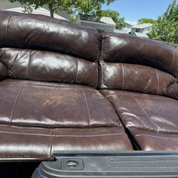 Brown Leather Reclinable Couch 