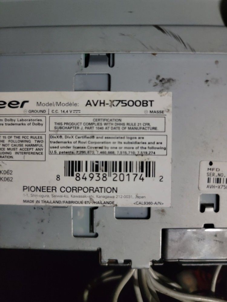 Pioneer Avh-x7500bt