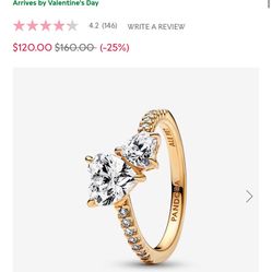 Pandora Double Heart Valentines Ring