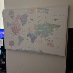 Large World Map Canvas 