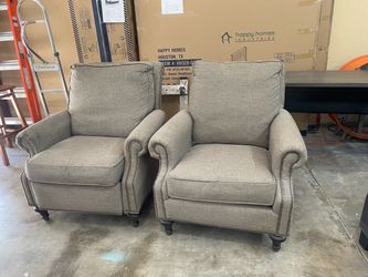 Pair of Upholstered Accent Armchairs with Nailhead Trim