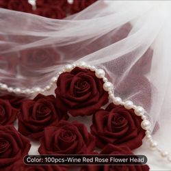 100  artificial wine roses head 