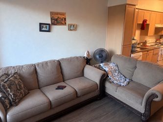 Very nice 2 sofas always had cover no issues