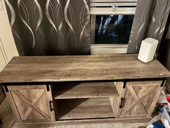 Farmhouse TV Stand with Barn Door Cabinets