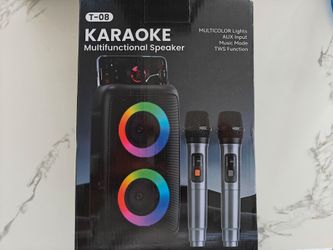 Karaoke Machine for Adults Kids, Portable Bluetooth Speaker with 2 Wireless Microphones