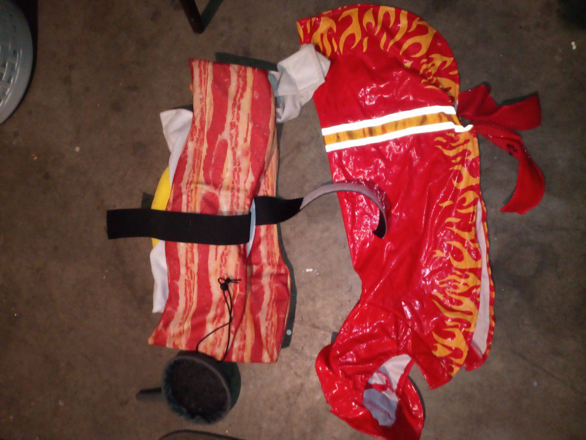 Dog Costumes Set Of Two Bacon Eggs And Fire Chief