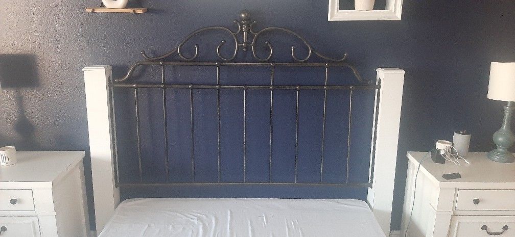 Headboard, Box Spring And Bed Frame For Queen Sized Bed