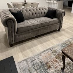 Gray Velvet Sofa & Loveseat 