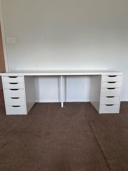 IKEA ALEX Desk with Dual Drawer Units White