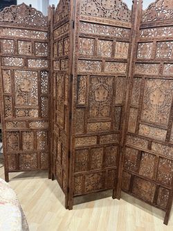 Hand Carved Solid Wood Folding Room Dividers 