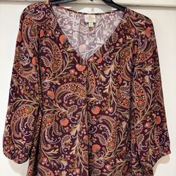 Floral V-Neck Women Top