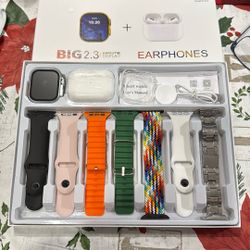 Nuevo Paquetes De Reloj Inteligente Y Audífonos 
