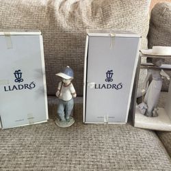 Lladro  7611 "Summer Stroll" Original Box Girl With Cat, 7610 Can I Play?