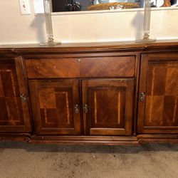 Vintage Solid Wood Sideboard Buffet with Silverware Drawer – Traditional Dining Room Server