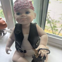 Porcelain Harley Davidson, Little Biker Doll