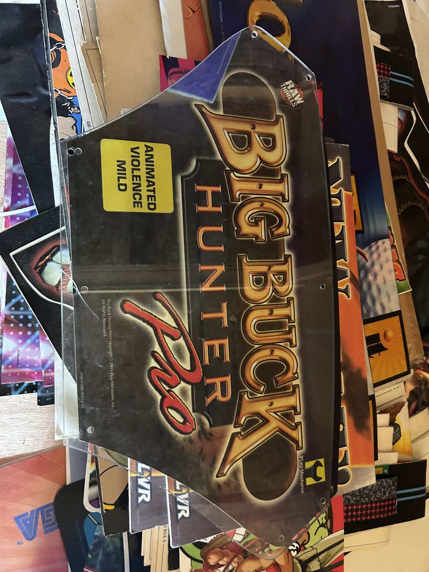 Big Buck Hunter Pro Raw Thrills Original Arcade Marquee With Plastic Front Cover