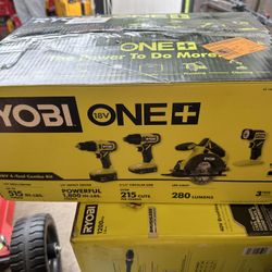 RYOBI ONE+ 18V Cordless 4-Tool Combo Kit with 1.5 Ah Battery, 4.0 Ah Battery, and Charger