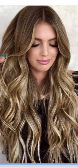 Clip In Hair Extensions 20 Inch Long Wavy Curly Medium Brown Ash Blonde Hairpieces Full Head Synthetic Hair Hairpieces (6PCS, Medium Brown Ash Blonde)