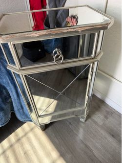 Glass Mirror Nightstand