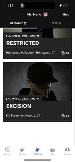 2 Excision GA Floor Tickets Saturday