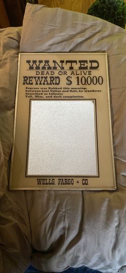 希少 Wells Fargo & Co. ウォールミラー WANTED 懸賞金 Vintage Wells Fargo “Wanted Dead Or Alive” Poster With Mirror for