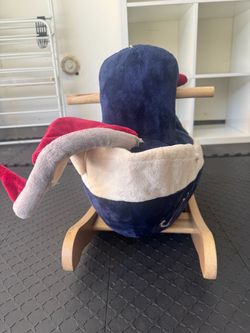 Plush Boat / Nautical Toddler Rocker with Wooden Base