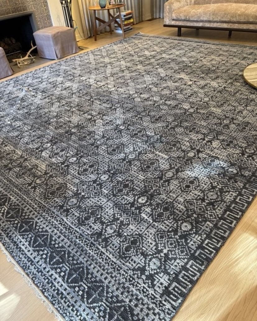 Area Rug BRAND NEW Idris Collection 12x15 rectangle Large Rug, Hand Knotted India Wool Viscose Blend, 1/4” Thickness