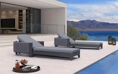 Assembled New Purple Leaf Set of 2 Moon Basalt Outdoor Daybed Sun Chaise Lounge Chairs w/ Cushion