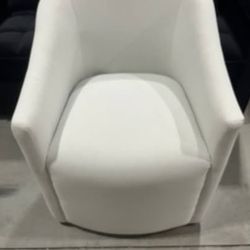 (Brand New, Original 300+, price for each)Fabric Barrel Back Rolling Dining Armchair wheels-Ivory