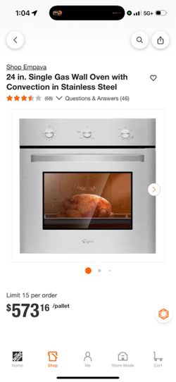 Single wall oven 24 in stainless steel