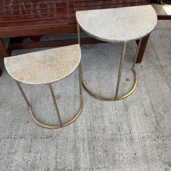 Set of Two Half-Moon Side End Tables